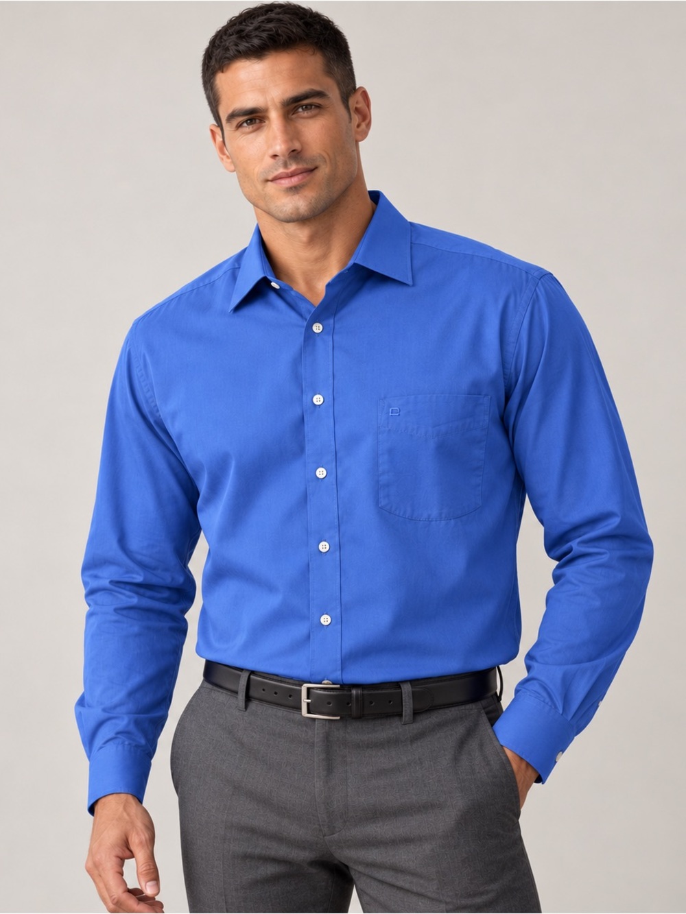 OLYMP LUXOR Men's med-blue Dress modern fit Line 17 Kent collar Germany